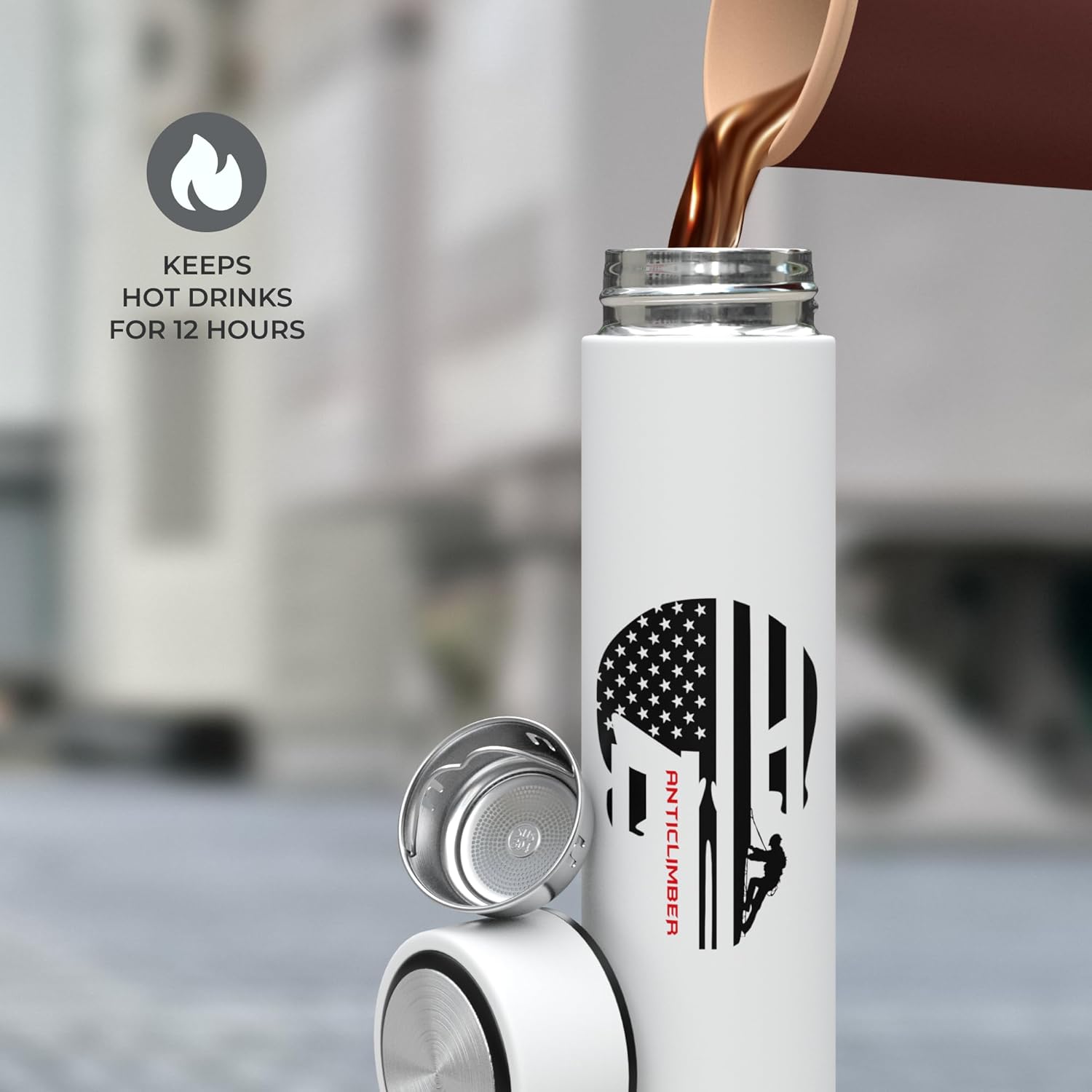Termo para café y té con infusor de té, termo de 15 onzas, botella de agua, termo para bebidas calientes y frías, termo para bebidas calientes