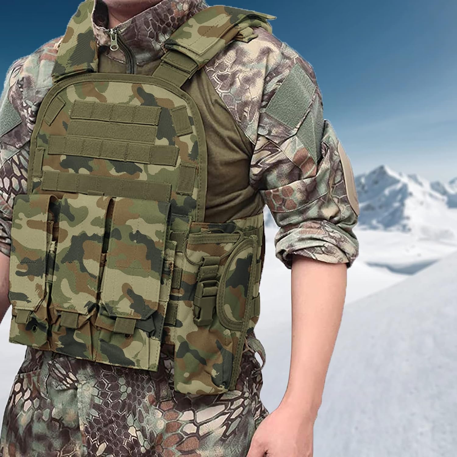 Chaleco MOLLE táctico de caza, bolsa de herramientas para entrenamiento militar, chaleco protector modular para intemperie paintball juegos CS