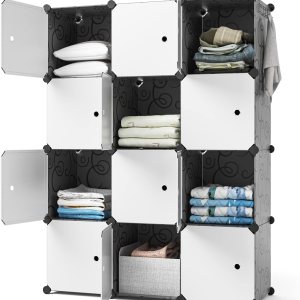 Organizador de armario, almacenamiento de 12 cubos con puertas, organizadores de armario y almacenamiento, sistema de almacenamiento portátil de Organizador de armario, almacenamiento de 12 cubos con puertas, organizadores de armario y almacenamiento, sistema de almacenamiento portátil de