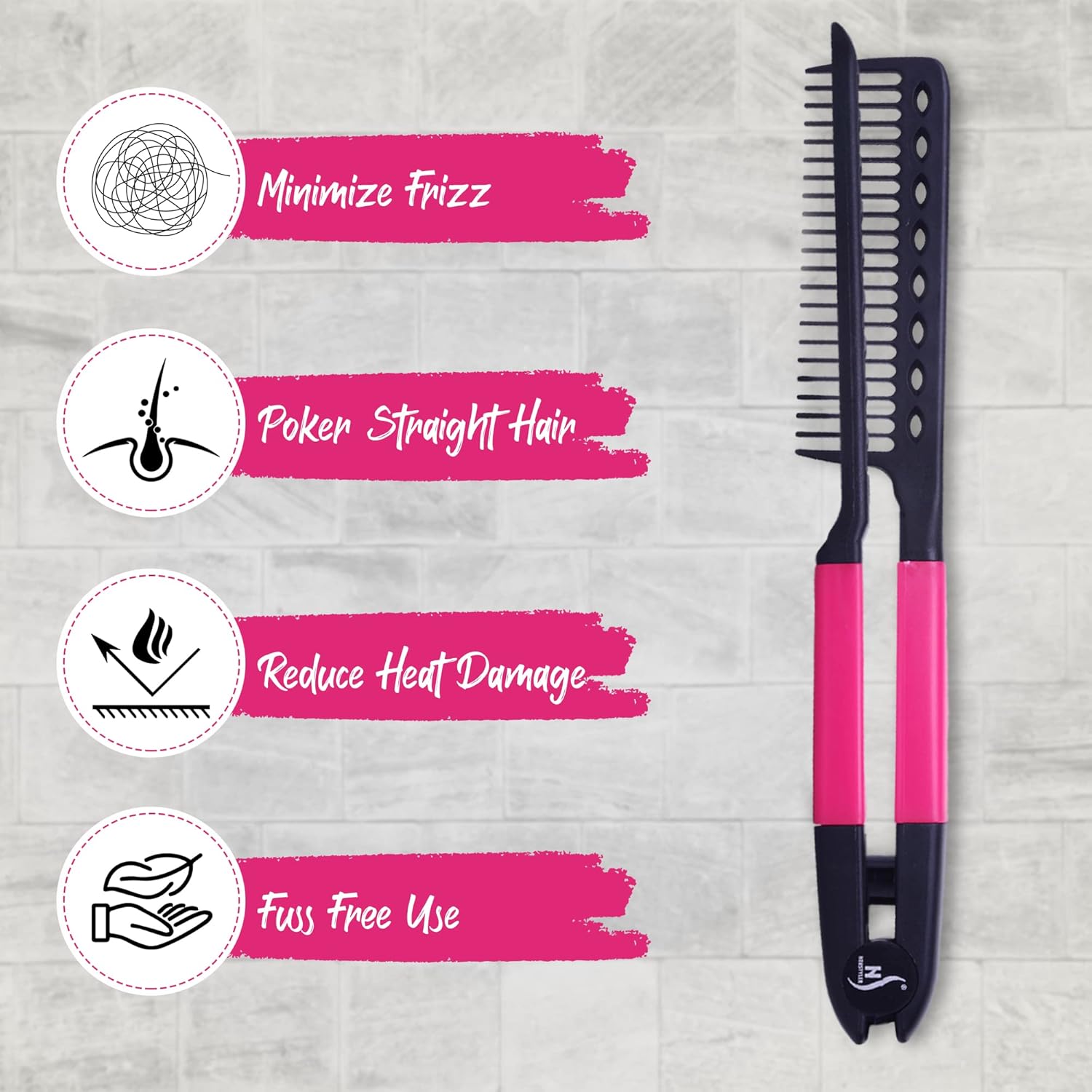 Herstyler Peine alisador para el cabello – Peine de hierro plano para grandes tresses – Peine alisador de cabello con agarre – Peine para cabello