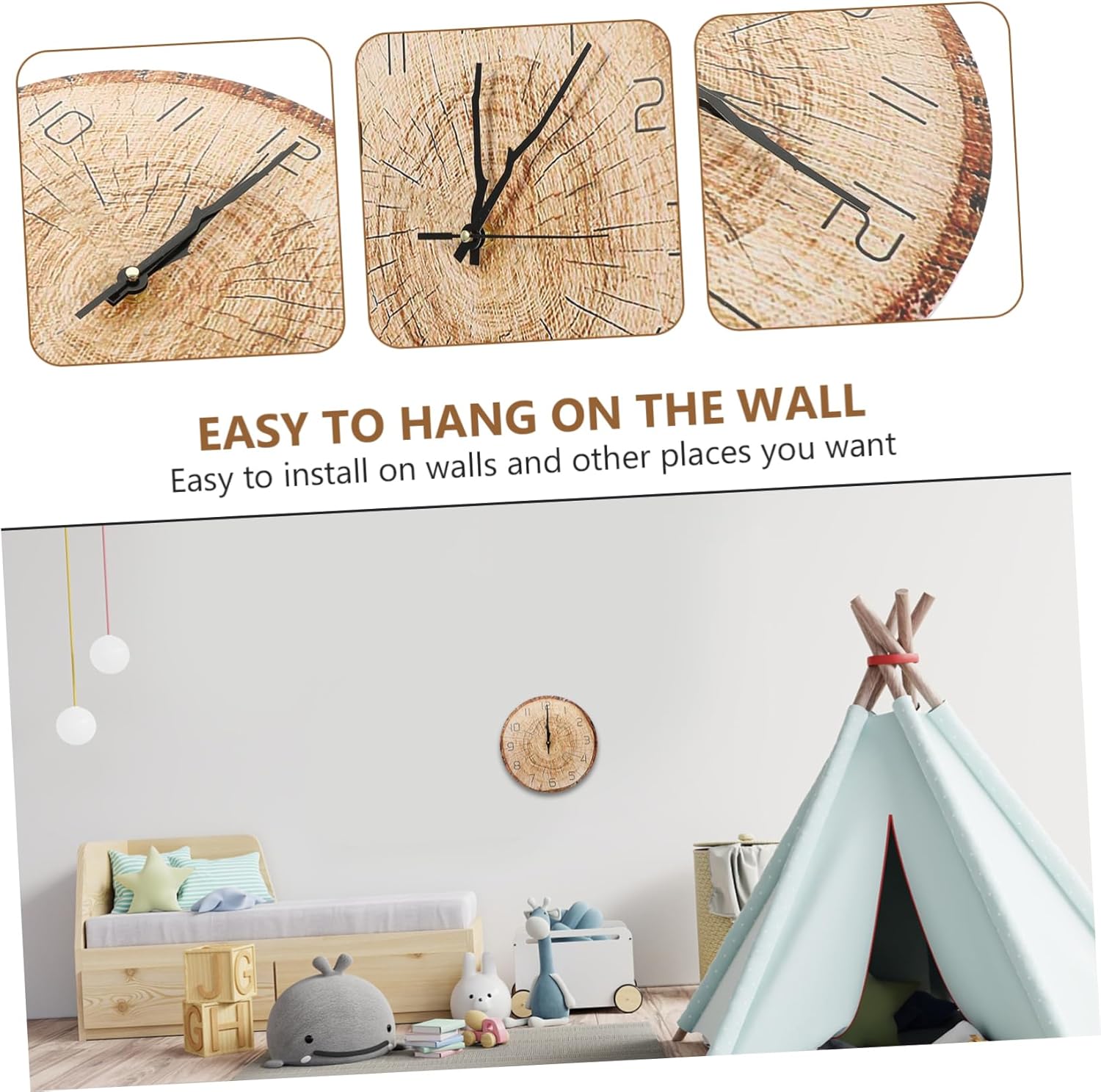 IMIKEYA 5pcs Annual Ring Wall Clock 3D Wall Clock Decor Wooden Wall Clock Bedroom Wall Clock Simple Wall Clock Clocks Rustic Home Decor Stylish