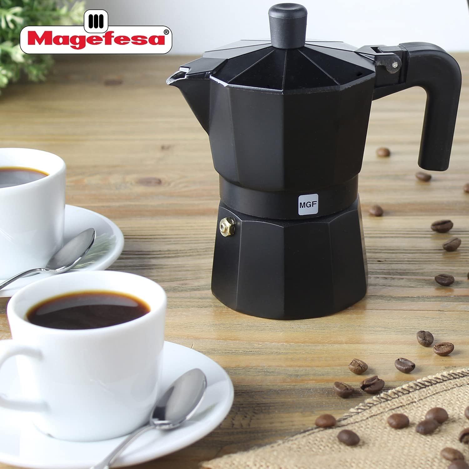 MAGEFESA  Kenia Noir – Cafetera espresso para estufa, 12 tazas20 onzas, haz tu propio café italiano en casa con esta olla de café cubano de aluminio