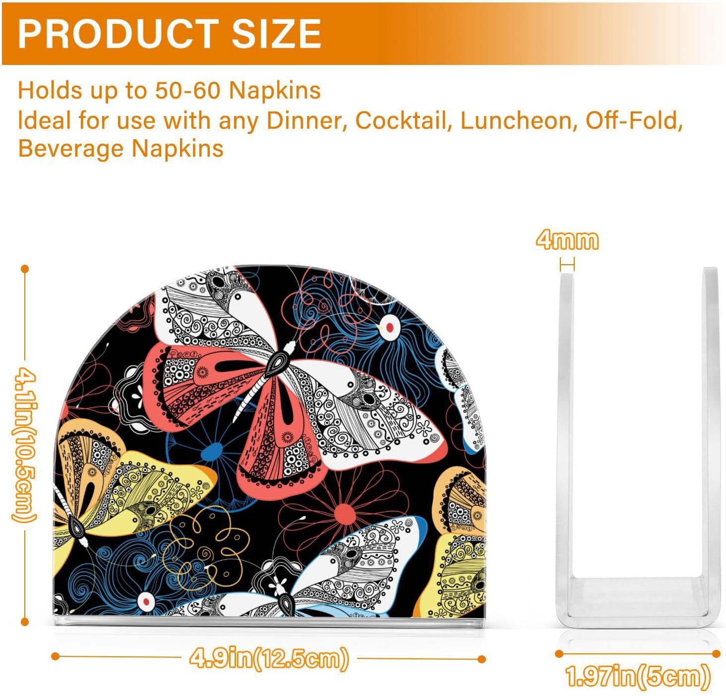 Napkin Holder Vivid Butterfly Napkin Holders for Tables, Clear Acrylic Napkin Holders Cocktail Napkin Holder for Kitchen Restaurant Bar Home Decor 2