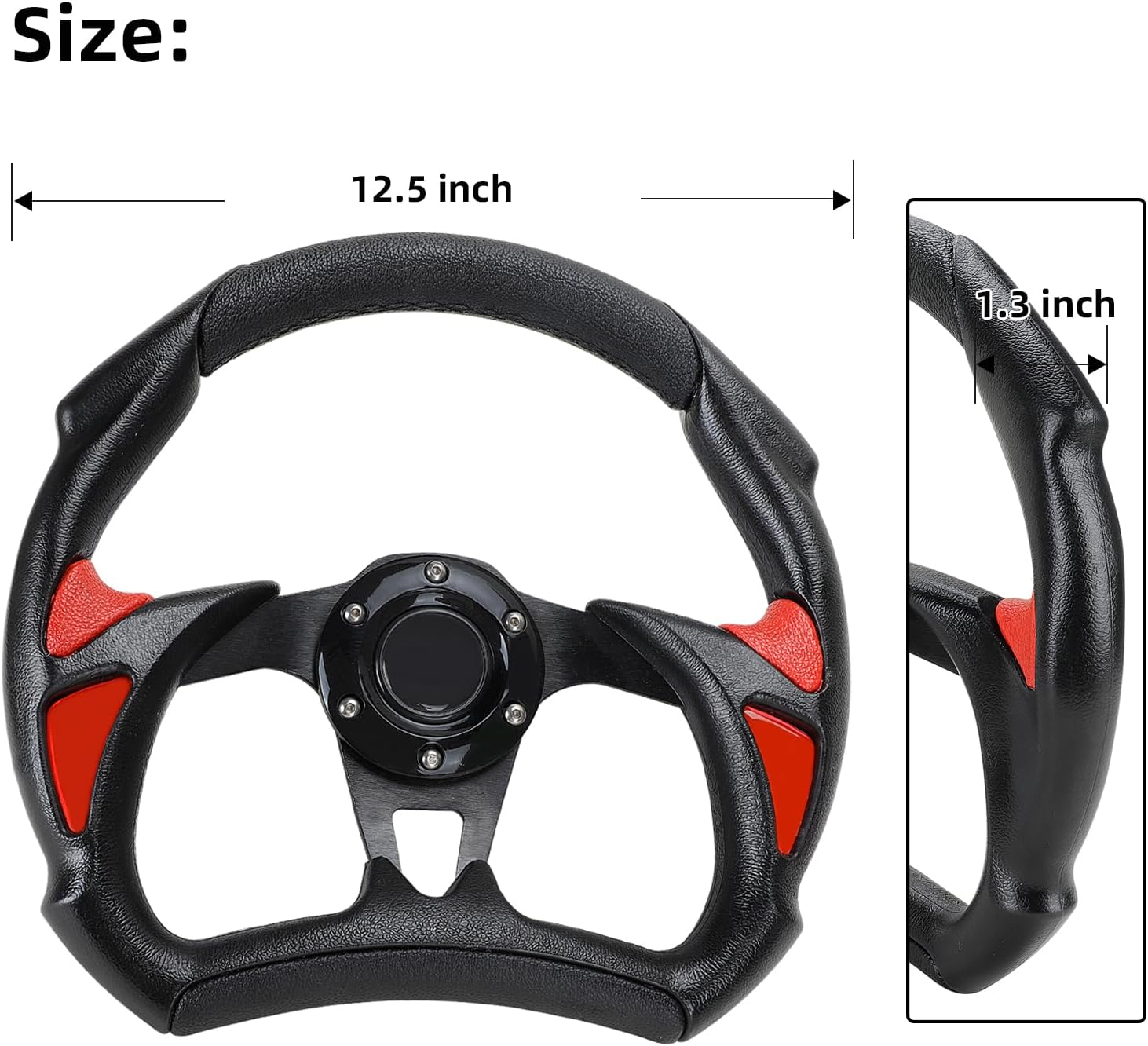 Roykaw Volante de carrito de golf de 12.5 pulgadas O.D Racing Style Volante compatible con EZGO RXVTXTMedalist, Club Car DSPrecedentTempo, Yamaha