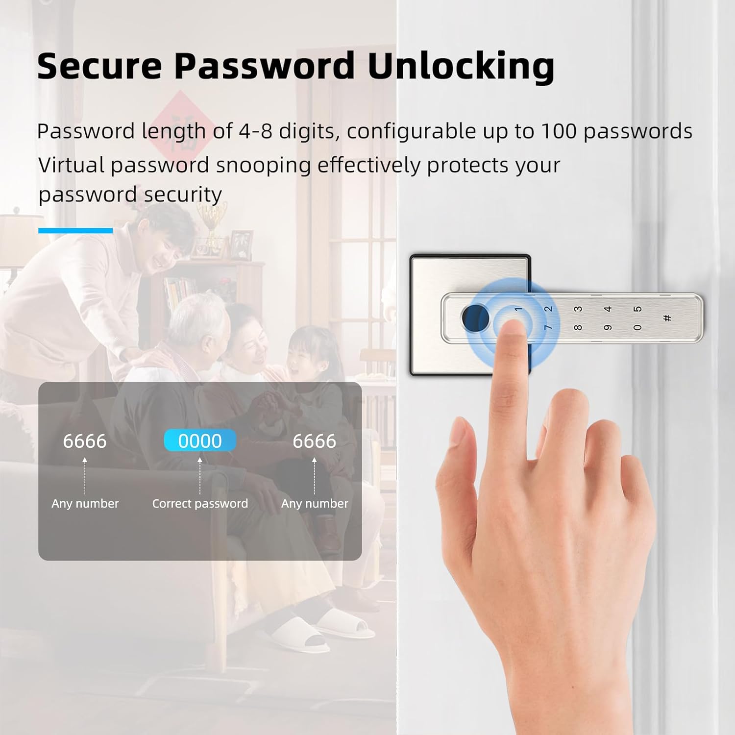 Cerradura de puerta de huella digital, cerradura de puerta de entrada sin llave con contraseña de teclado, cerradura de puerta inteligente para el