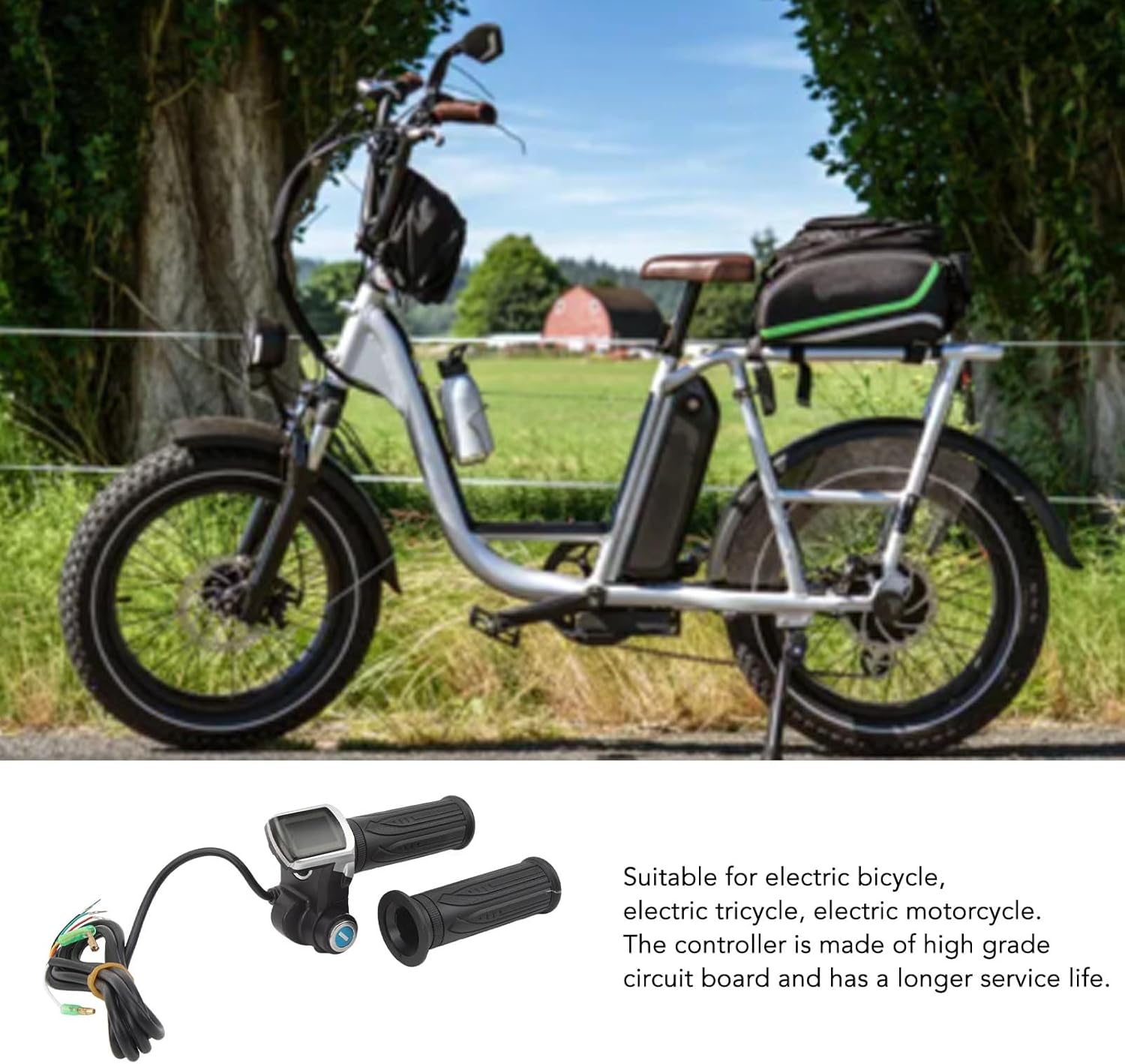 Alomejor Kit de controlador de bicicleta eléctrica 24 V 800 W con pantalla cuadrada Pantalla digital acelerador agarre para triciclos eléctricos