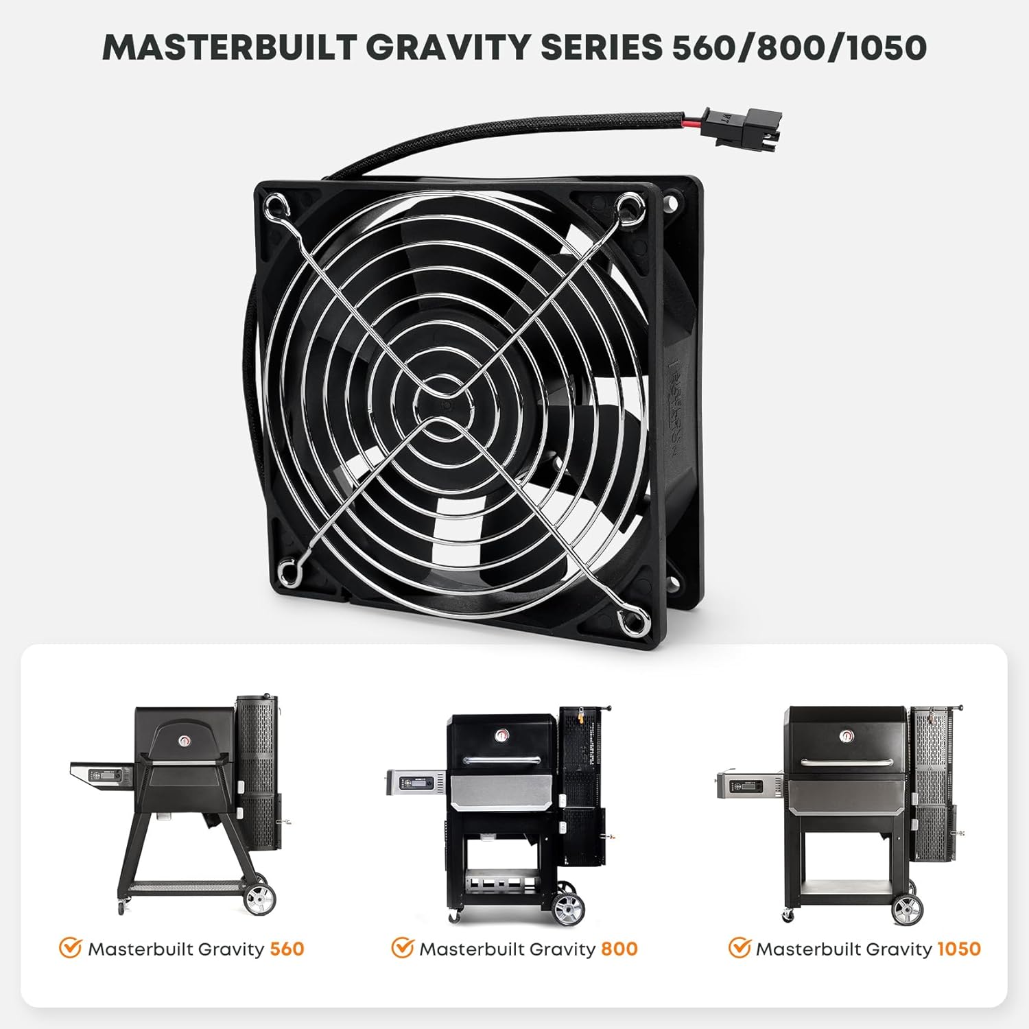 Stanbroil Kit de ventilador compatible con Masterbuilt Gravity Series 5608001050 Digital Charcoal Grill & Smoker, pieza de repuesto para 9904190040