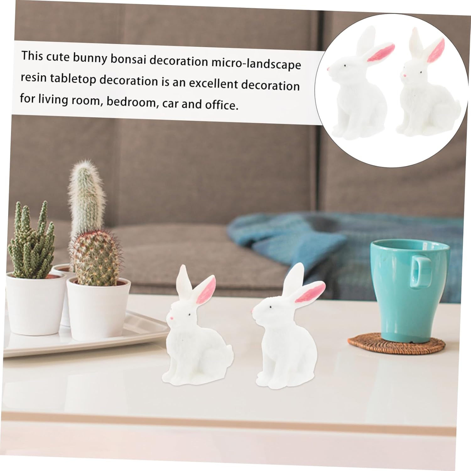 GANAZONO 4 piezas de micro paisaje conejito micro paisaje miniatura Pascua adornos decoraciones animales escultura estatua conejo bonsái decoración