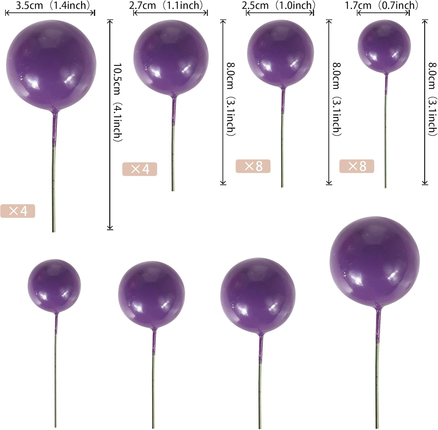 24 bolas para cupcakes, adornos para tartas, bolas de espuma para manualidades, mini globos, decoración de pasteles para baby shower, cumpleaños,