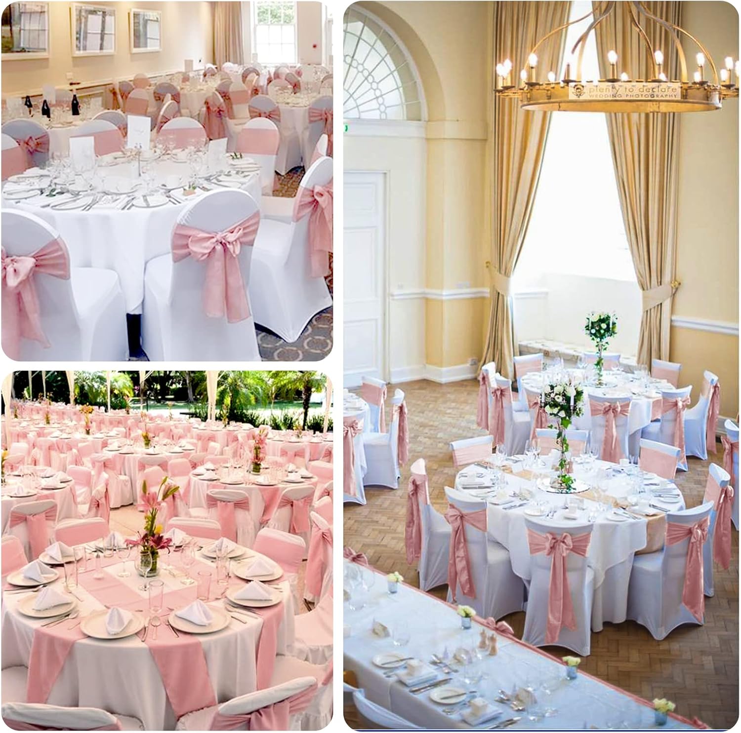 YMHPRIDE 60 cintas de satén para sillas de boda, recepción, cintas decorativas de satén para silla de comedor, para bodas, eventos, fiestas,