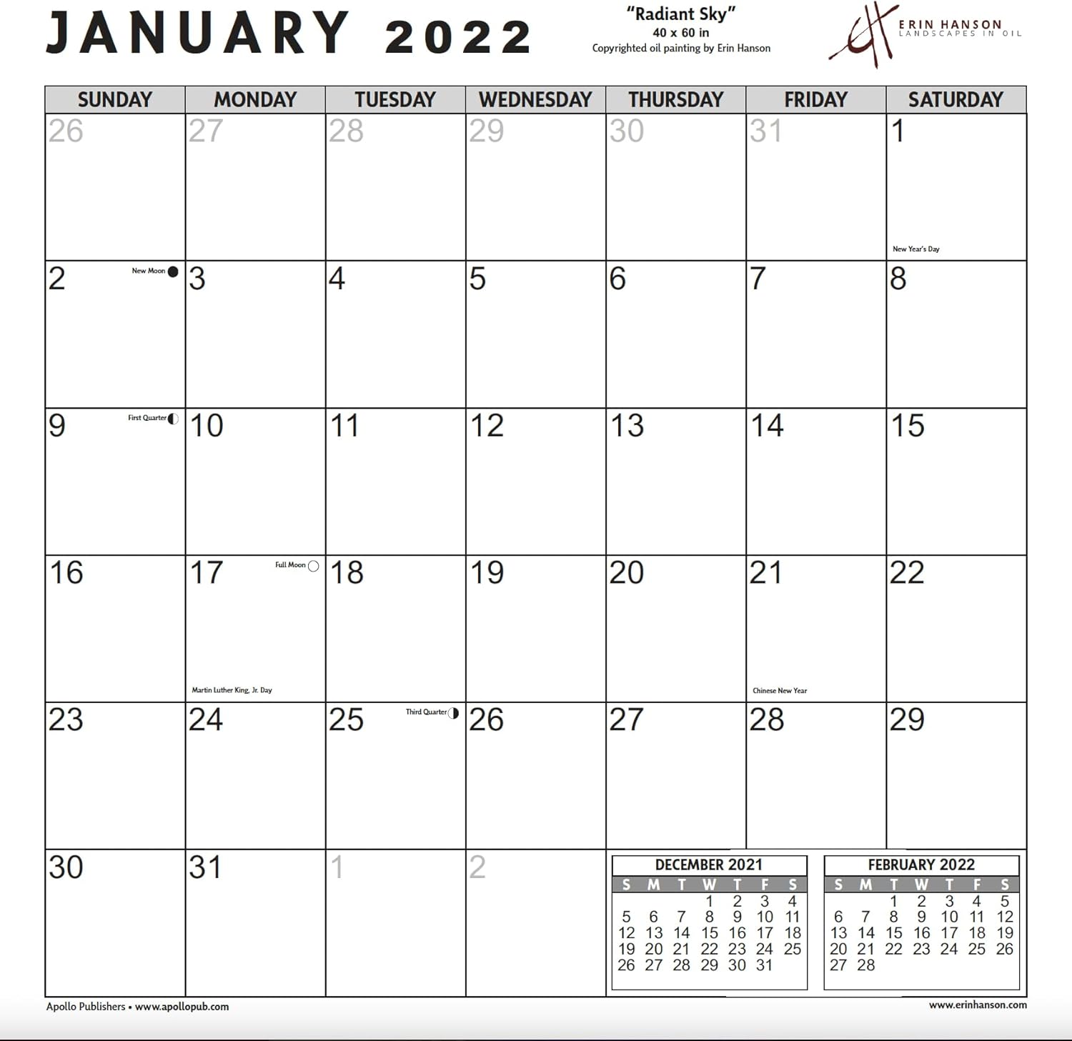 Calendario Erin Hanson 2024 de paisajes costeros de California, bellas artes, calendario de pared grande con pinturas costeras impresionistas