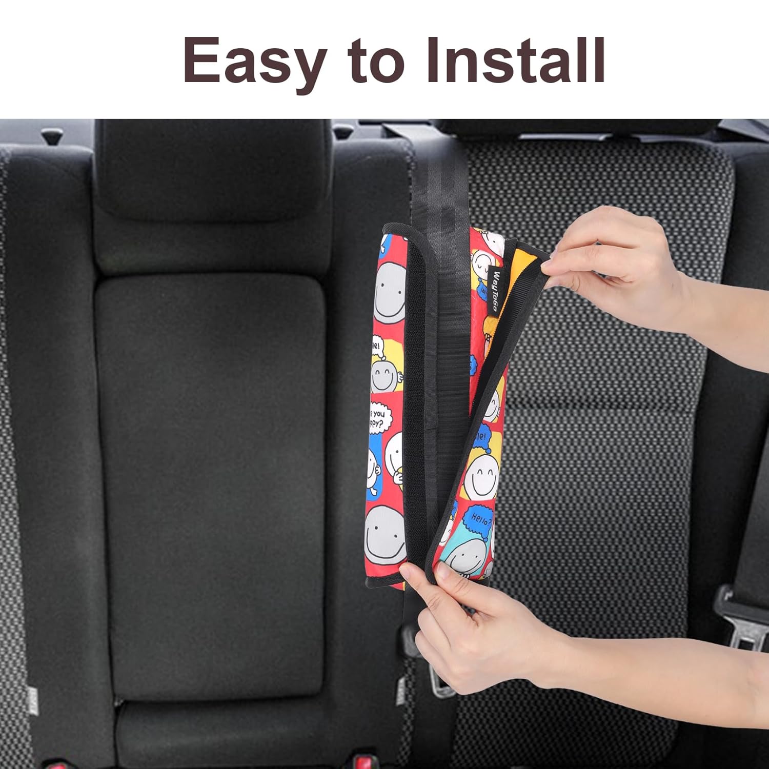 WayToGo Funda para cinturón de seguridad para niños, bonito patrón de dibujos animados para niñas y niños, cojín para cinturón de seguridad para