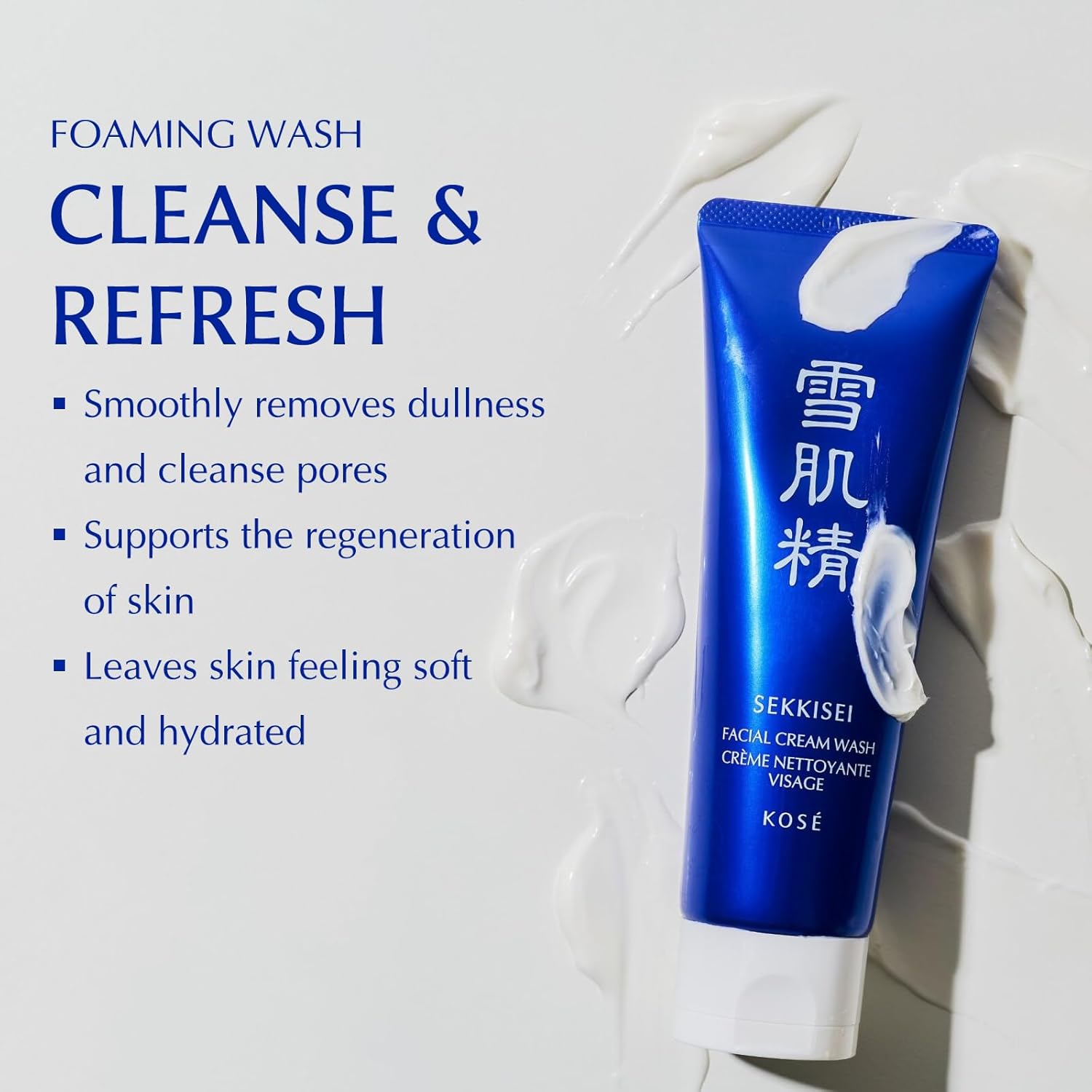 SEKKISEI Crema facial de lavado, limpiador facial espumoso, 4.5 onzas