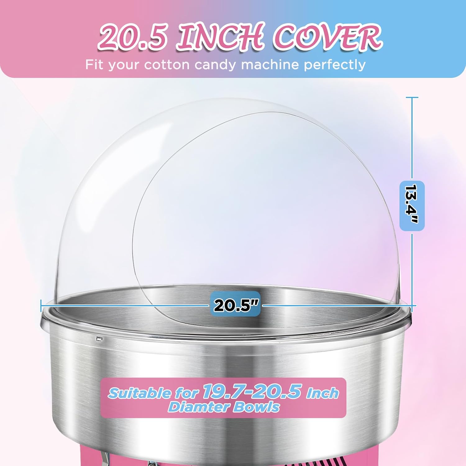 20 pulgadas comercial algodón caramelo máquina cubierta burbuja escudo cubierta cubierta cubierta cúpula para el dispositivo fabricante de hilo de