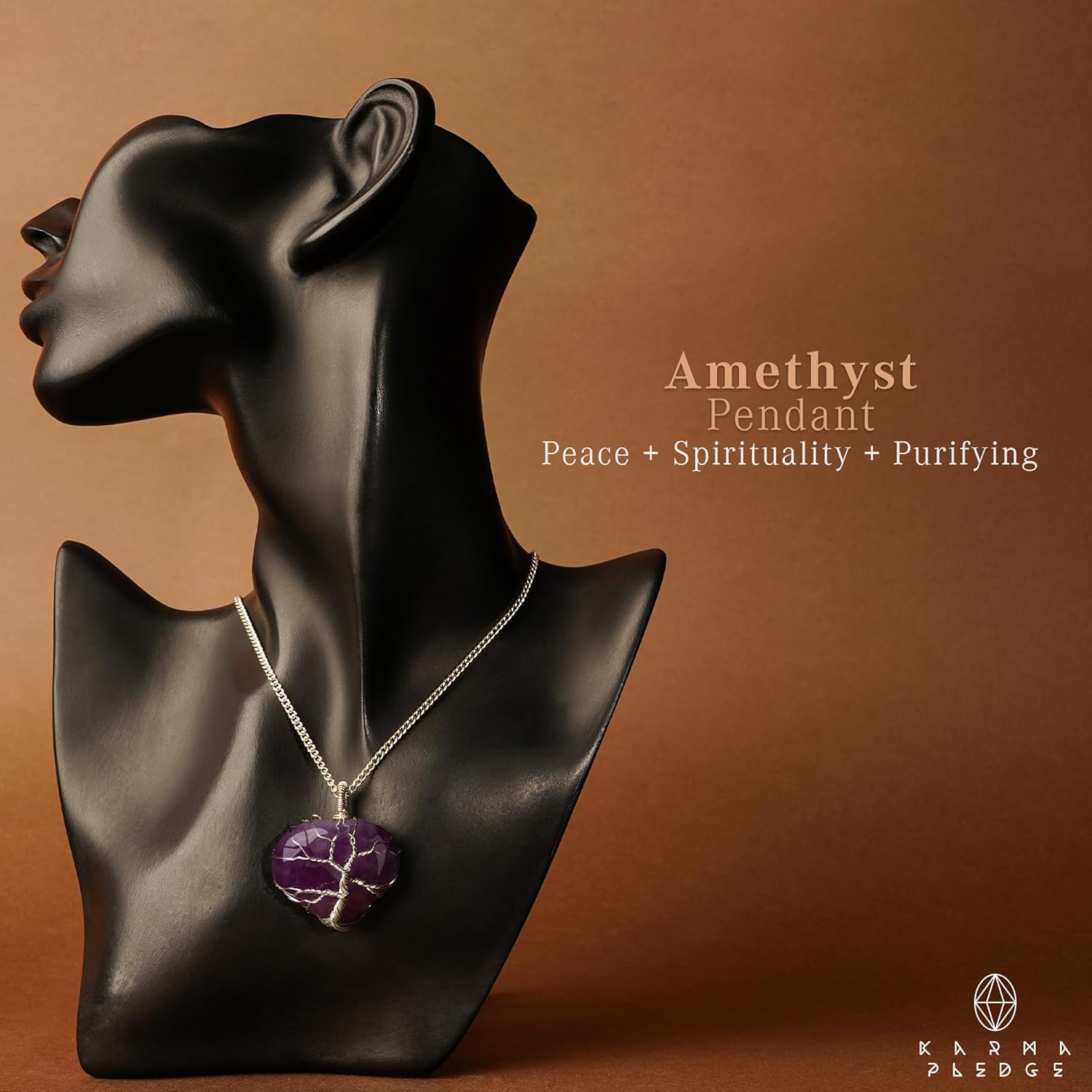 KARMAPLEDGE Collares de cristal curativo hechos a mano para mujeres y hombres, colgantes de cristal de chakra para curación, yoga, meditación,