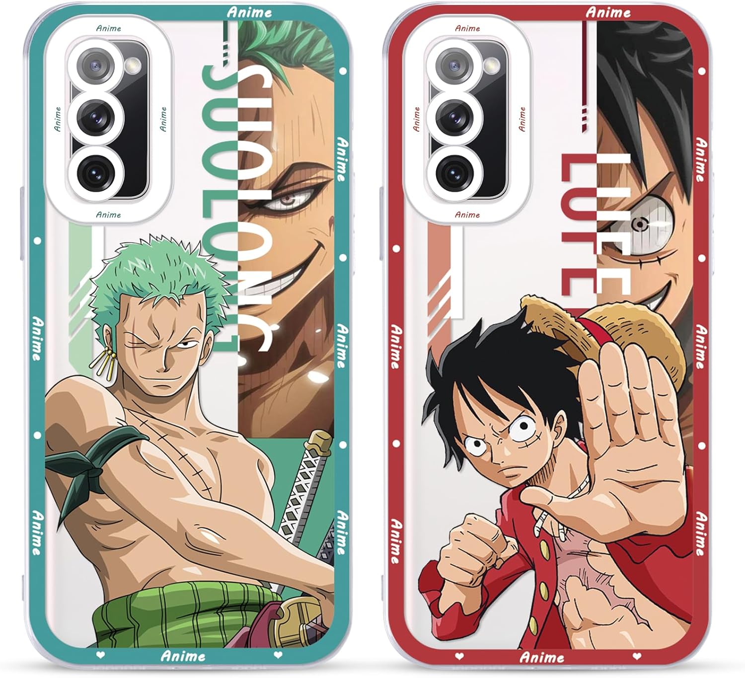 2 fundas transparentes de anime japonés para Samsung Galaxy A13 5G, transparentes de 6.5 pulgadas, estampado de cómics de manga genial, fundas de