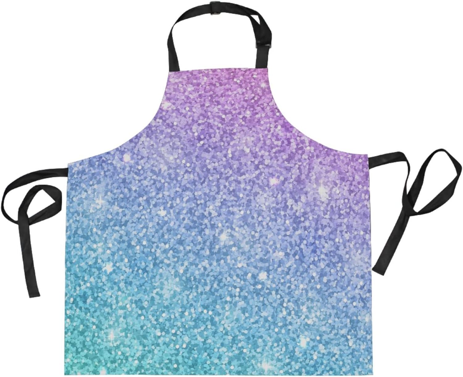 RPLIFE Delantal de chef iridiscente con purpurina arcoíris para hombre, delantales con bolsillos para mujer, bolsillos impermeables para delantal,