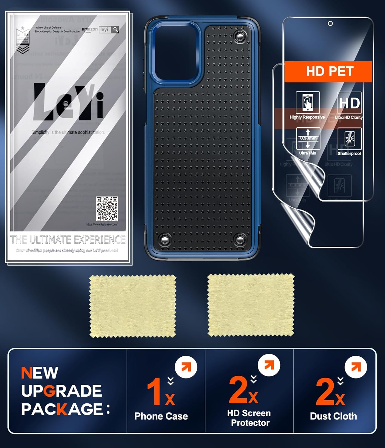 LeYi Funda para Moto G-Power-2023 (XT2311) Funda Motorola G Power con 2 protectores de pantalla, parte trasera de policarbonato duro de doble capa
