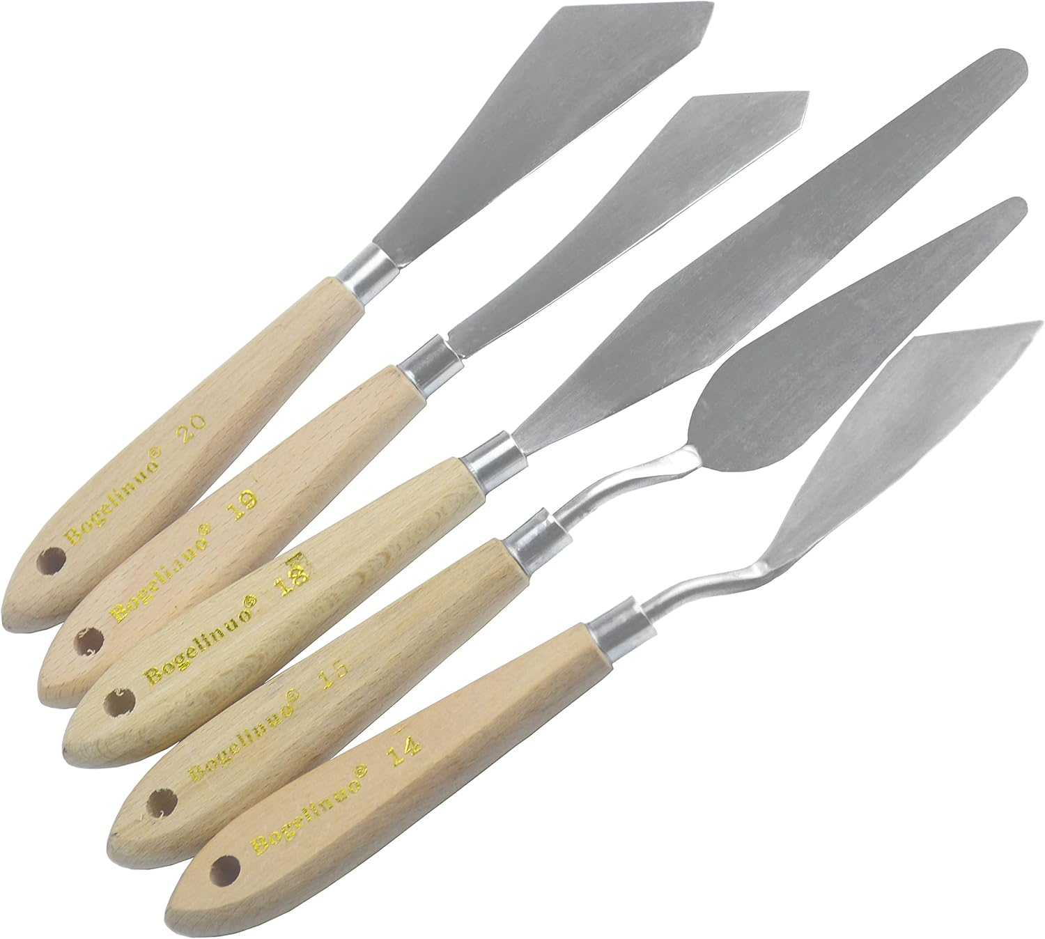 Cuchillo de paleta grande para pintura acrílica, juego de lienzo, espátula, pala, cuchillos de pintura con mango de madera, herramientas de pintura