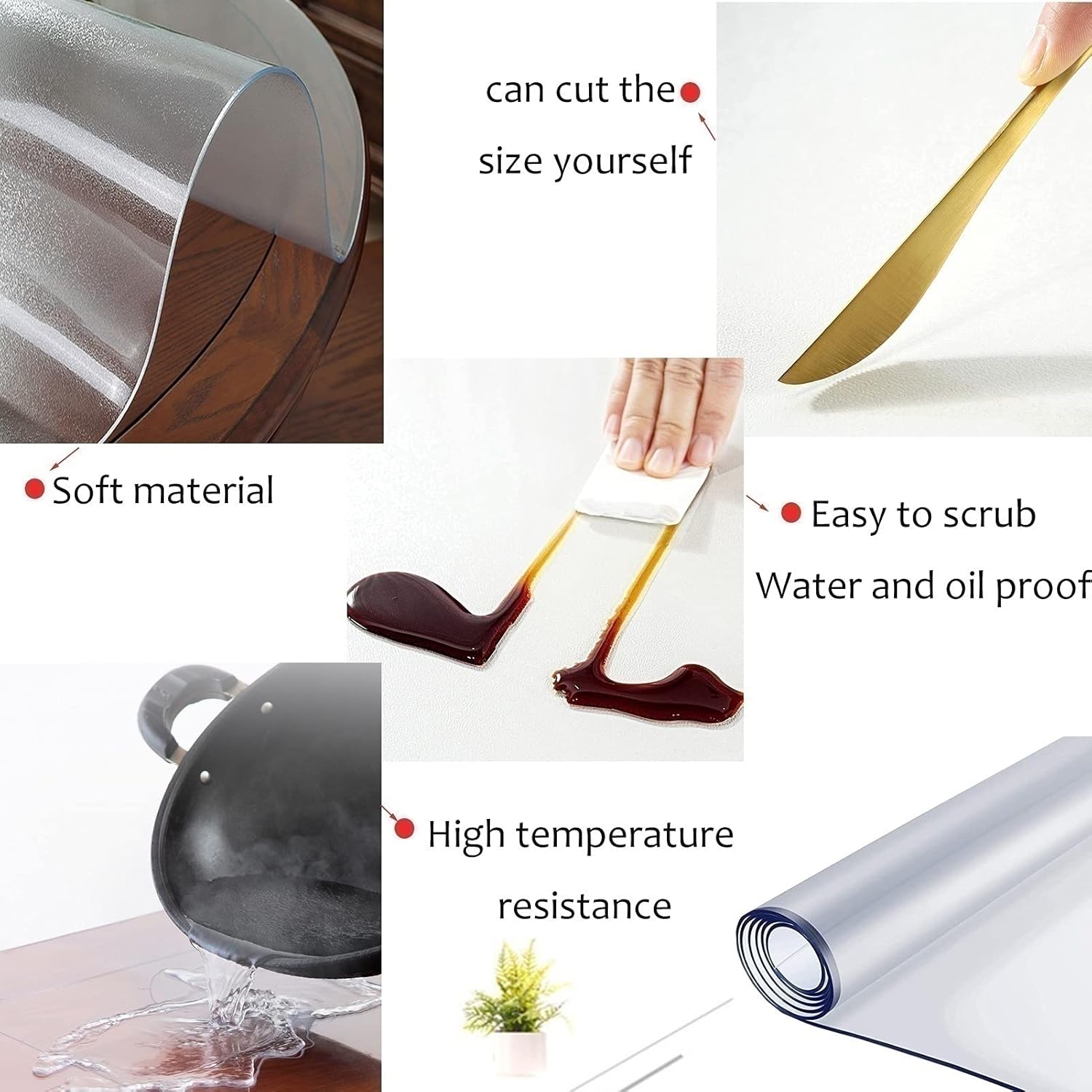 Cubierta de mesa redonda transparente de PVC esmerilado de 0.079in de grosor, protector impermeable, mantel de plástico, cojín protector de silla de