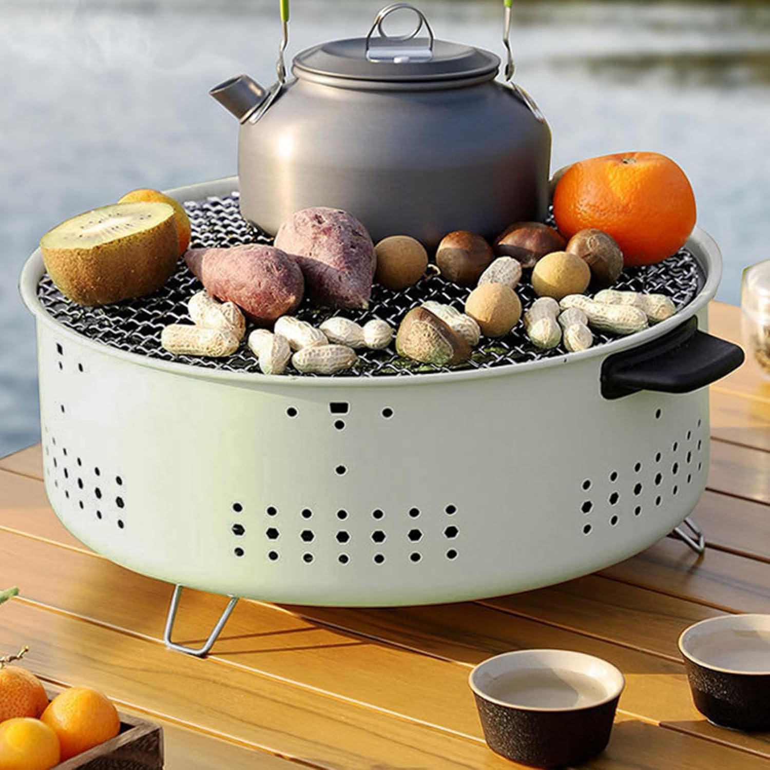 12 pulgadas portátil carbón pequeñomini parrilla con patas plegables para cocinar al aire libre barbacoa camping barbacoa