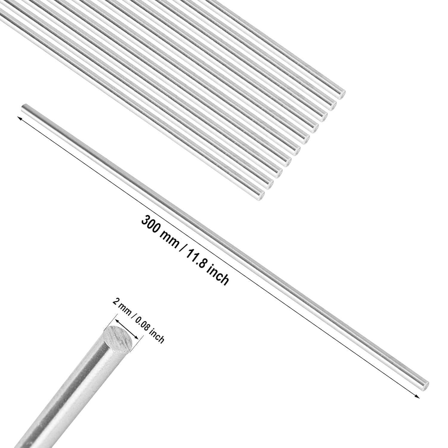 Varilla redonda de acero inoxidable 304, varillas de metal sólido para torno para manualidades, modelo, automóvil, helicóptero, avión (0.079