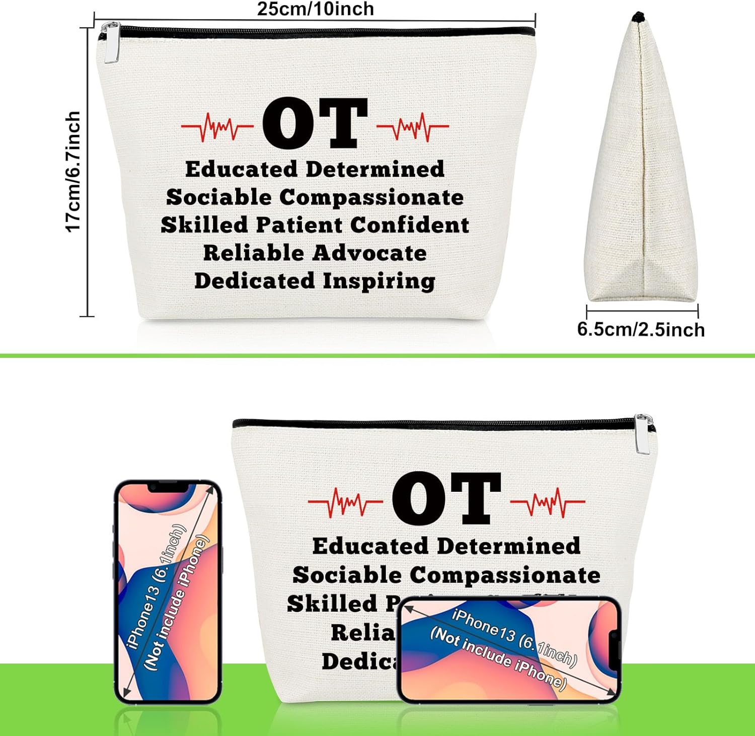 Bolsa de maquillaje para terapeuta ocupacional, regalo de asistente de terapeuta ocupacional, bolsa de cosméticos de agradecimiento para graduación,
