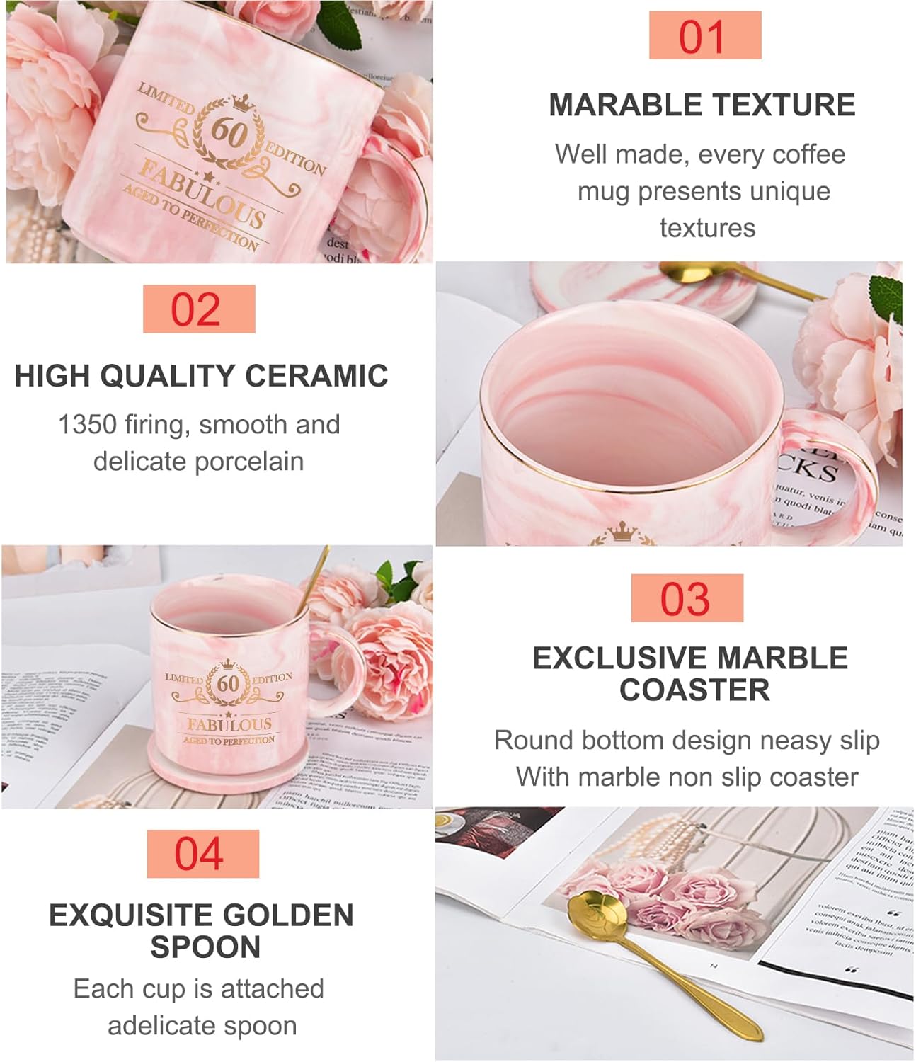 Cabtnca Regalos de 60 cumpleaños para mujeres, taza de edición limitada de 60, taza de cumpleaños de 60, ideas de regalo de cumpleaños 60, regalos