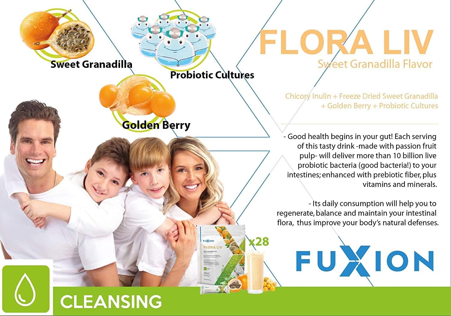Cekaso FuXion Flora Liv, 10 mil millones de UFC probióticos vivos formulados, mantiene la salud digestiva, la acción en el intestino se mejora con