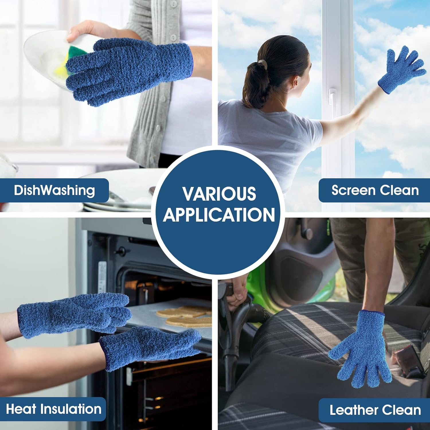Guantes de microfibra para polvo, reutilizables, lavables, guantes de limpieza para plantas, limpieza de casa, lámparas de persianas de coche