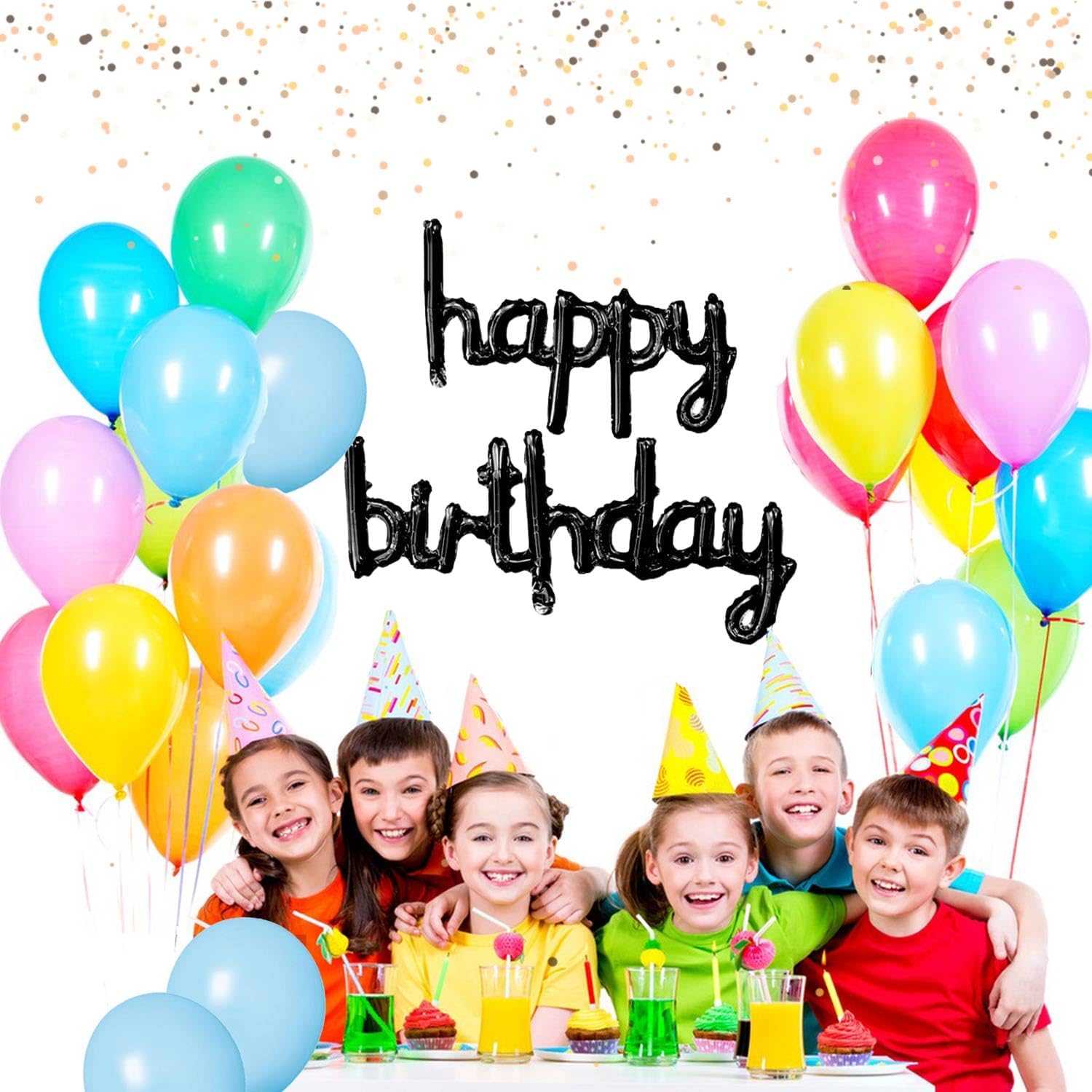 Cartel de globo negro de feliz cumpleaños, cartel de aluminio de 16 pulgadas con letras de cumpleaños para niñas, niños, adultos, suministros de