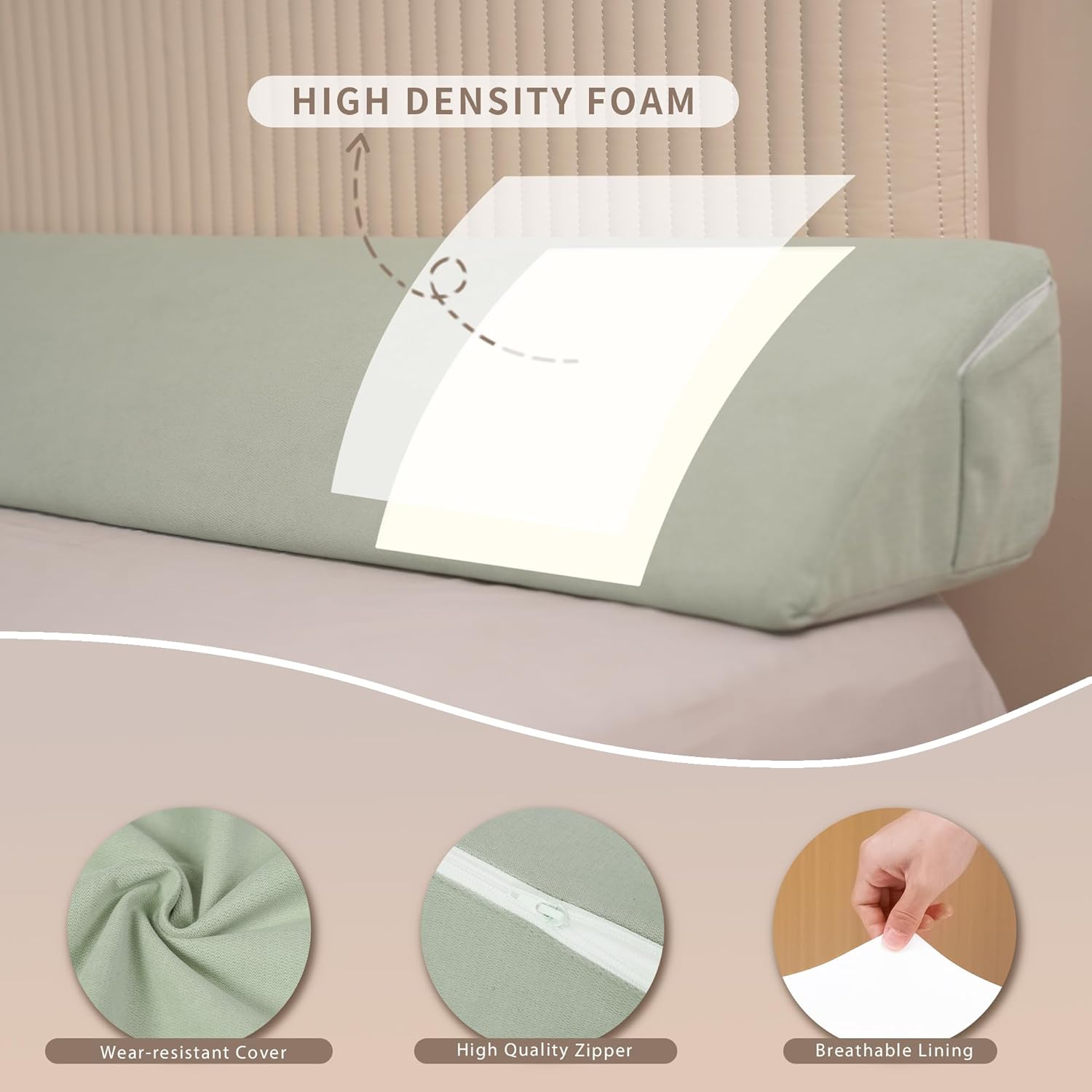 Aurako Almohada de cuña para cama de tamaño individual, almohada para cabecero, colchón de cuña, relleno de huecos de cama, triángulo, cuñas de