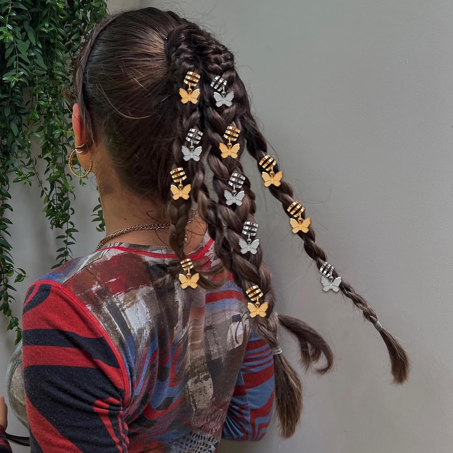 40 pinzas para el cabello con diseño de mariposa, trenzas, trenzas, colgantes, clip ajustable de metal para decoración de mariposas, clips de