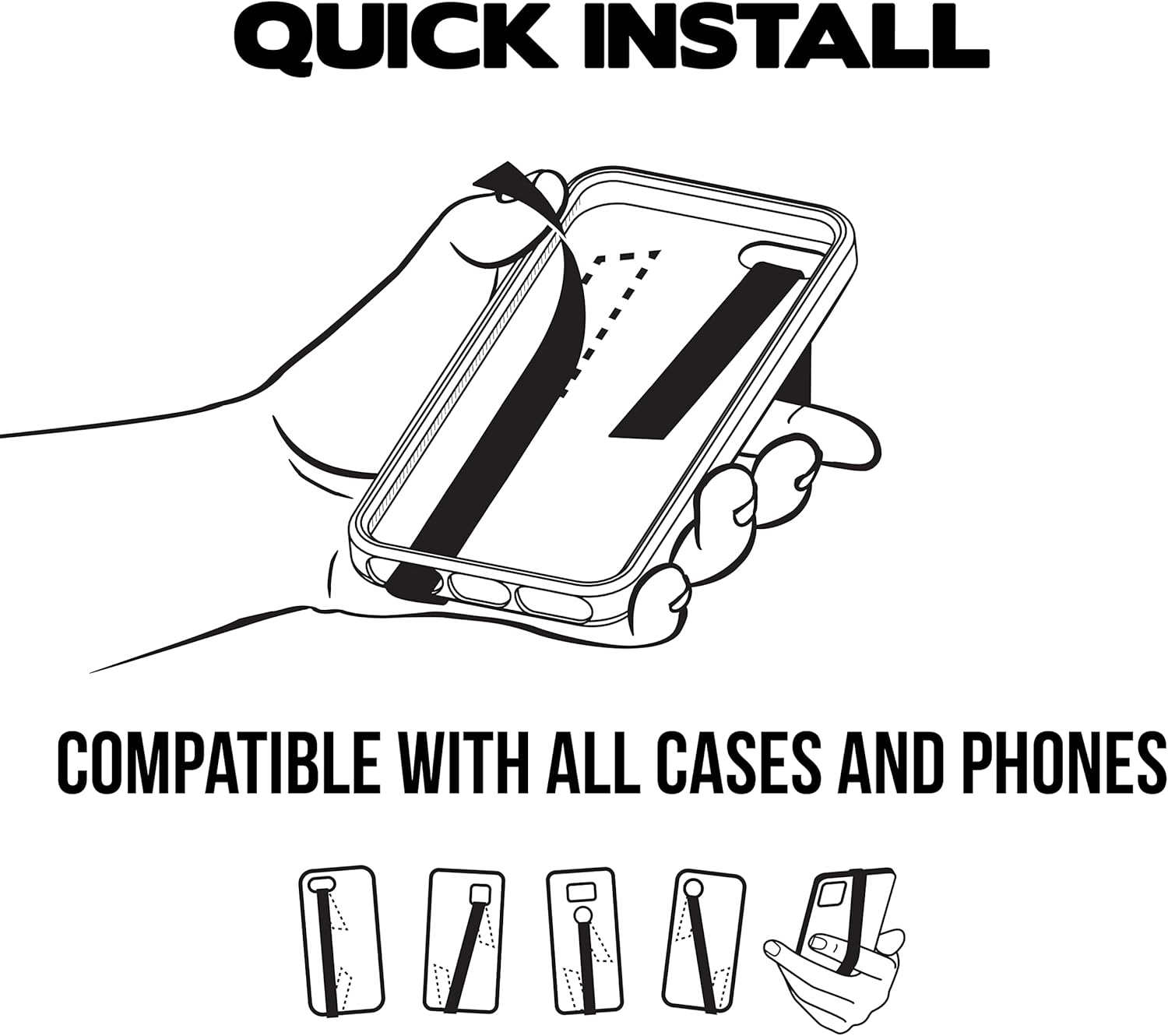 Phone Loops Correa elástica de silicona para teléfono, soporte para teléfono para mano, pequeña, ligera y discreta, correa delgada para teléfono,