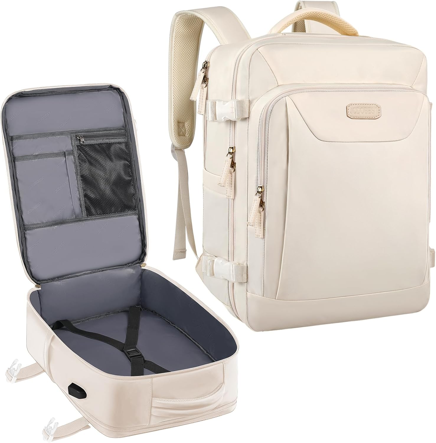 JCDOBEST Mochila de viaje grande, mochila de mano aprobada por vuelo para hombres y mujeres, mochila grande de senderismo, Beige, Mochila de viaje