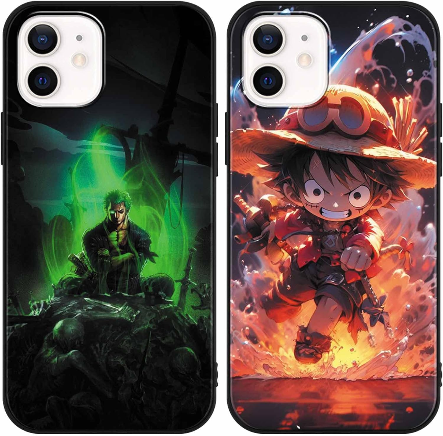 2 fundas de silicona para iPhone 12 Pro  iPhone 12 de 6.1 pulgadas, estampado de personajes de dibujos animados de anime japonés para hombres,