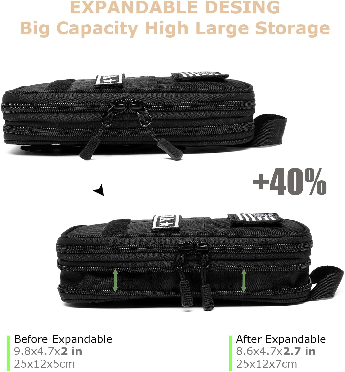 Estuche para lápices, caja de lápices de gran capacidad, bolsa táctica pequeña para herramientas, bolsa de almacenamiento expandible para bolígrafos