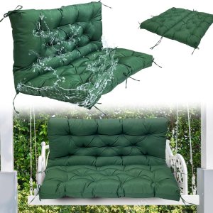 Mrzneaoch Cojín de columpio de porche con respaldo y lazos, cojín de columpio de 3 asientos, cojín grueso de 4 pulgadas para columpios de exterior Mrzneaoch Cojín de columpio de porche con respaldo y lazos, cojín de columpio de 3 asientos, cojín grueso de 4 pulgadas para columpios de exterior