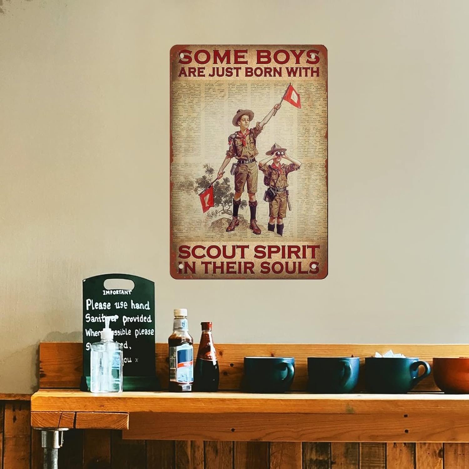 Póster de metal con texto en inglés Some Boys are Just Born with Scout Spirit in Their Souls de aluminio para el hogar, bar, cocina, cafetería,