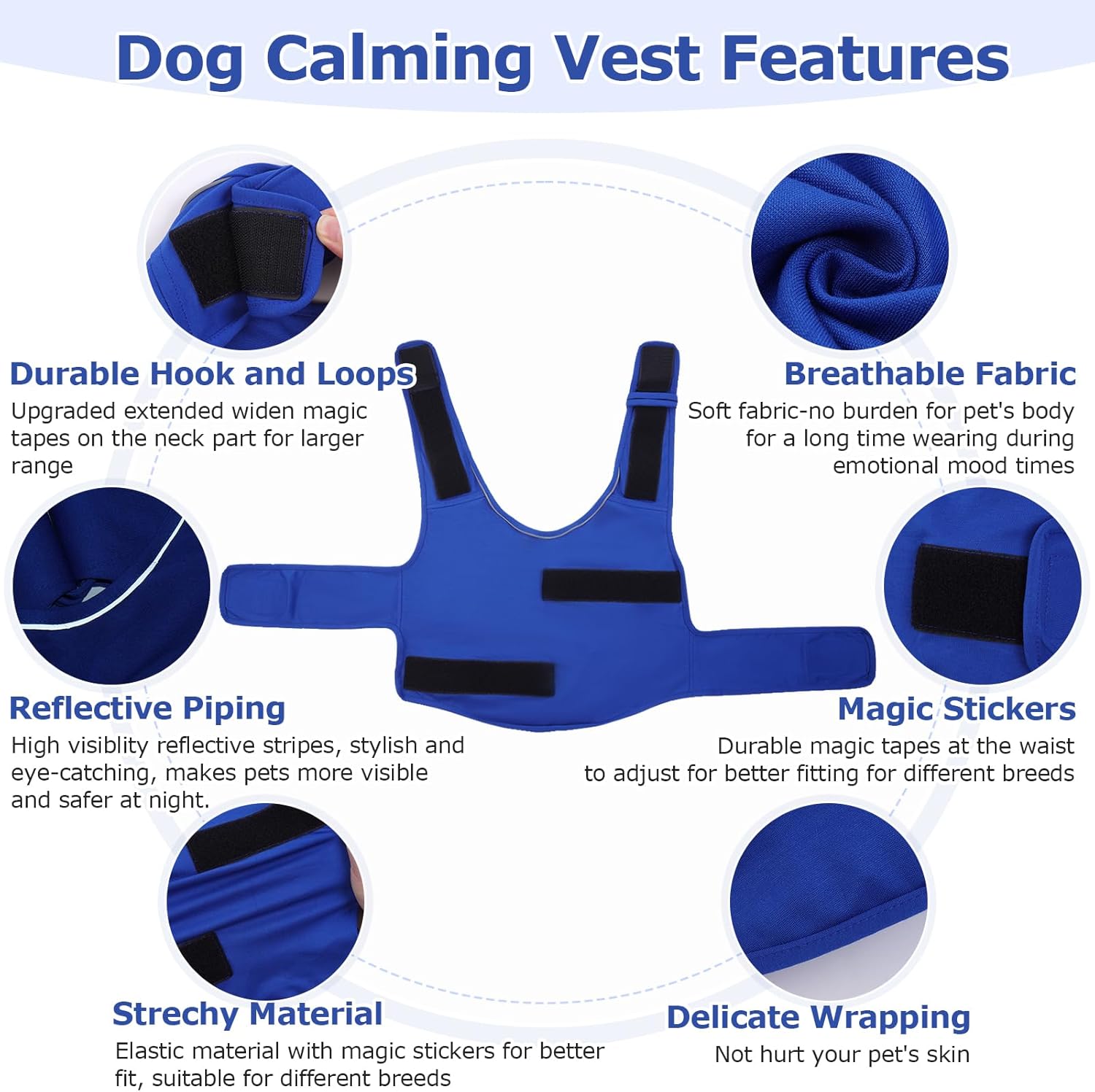 ROZKITCH Chaleco de ansiedad para perro, chaqueta cómoda para ansiedad para perros con fuegos artificiales, viajes, visitas al veterinario, camisa
