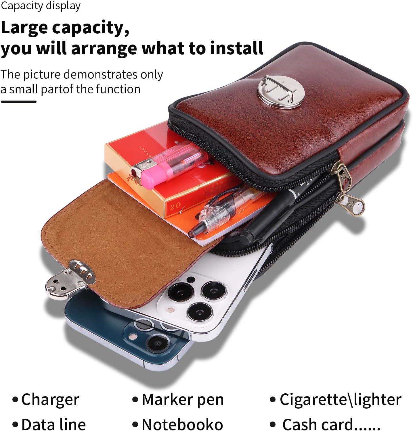 Funda de teléfono para Samsung Galaxy S10e con cremallera y clip para cinturón de piel sintética para tarjetas de crédito y dinero en efectivo,