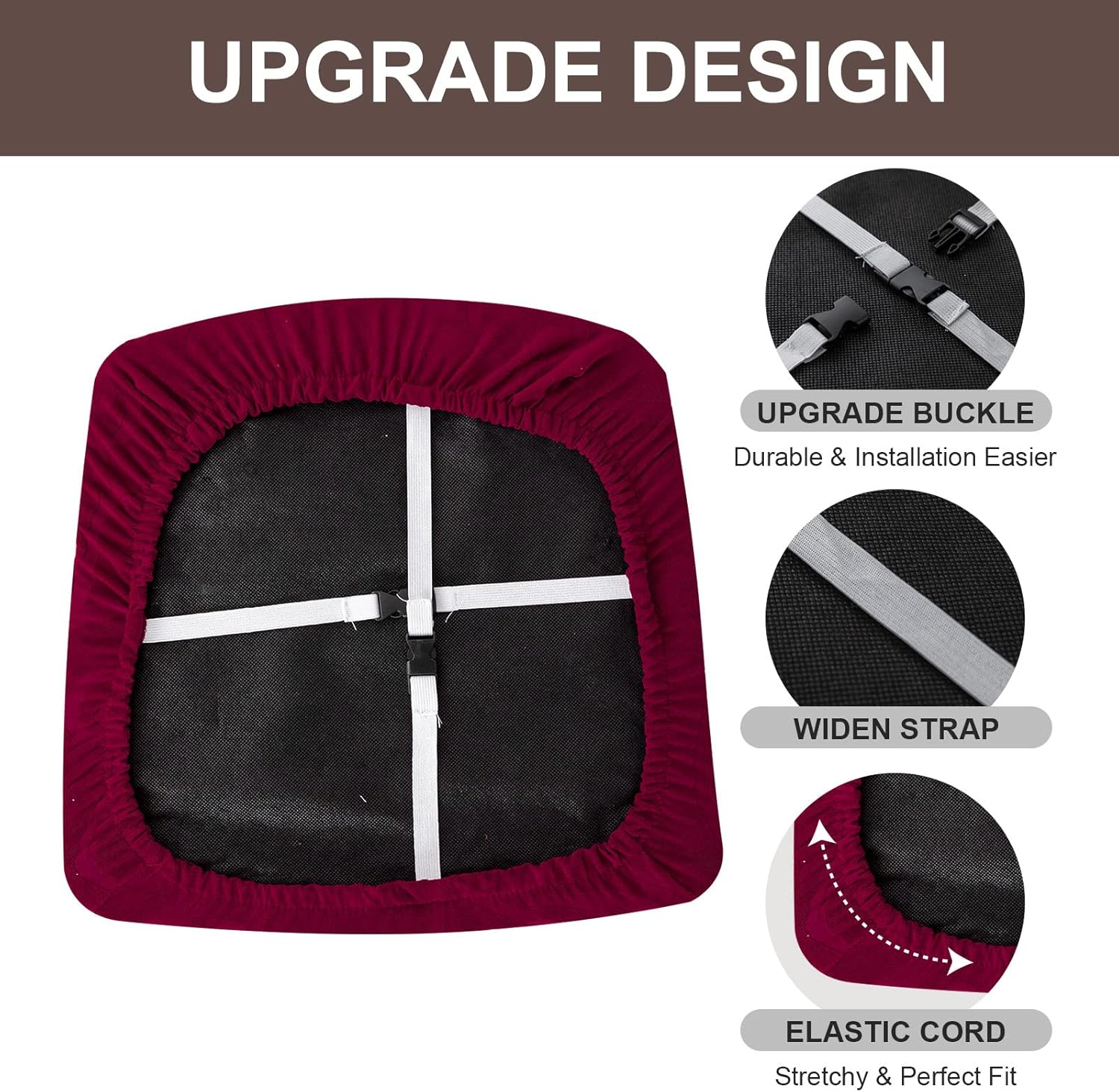Genina Fundas impermeables de asiento para silla de comedor, fundas elásticas para sillas de comedor, fundas protectoras para sillas de cocina,