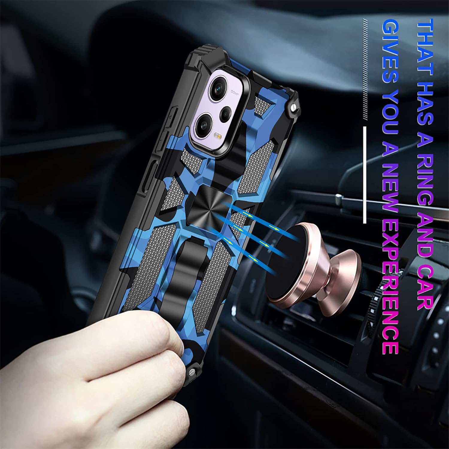 CCSmall Funda de camuflaje para Xiaomi Redmi Note 12 Pro 0.18 oz con soporte, funda de camuflaje para Xiaomi Poco X5 Pro, soporte de anillo