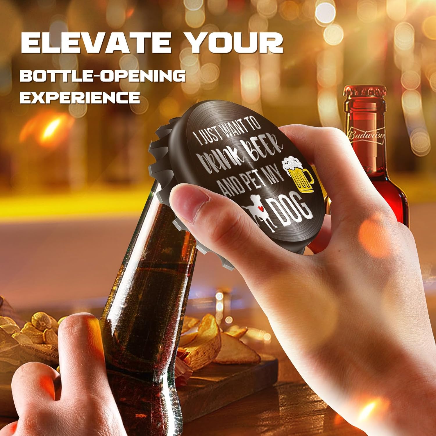 Buleens Abrebotellas magnético para nevera, lindo y divertido diseñador de botellas de cerveza imán para refrigerador con calcomanía de perro de