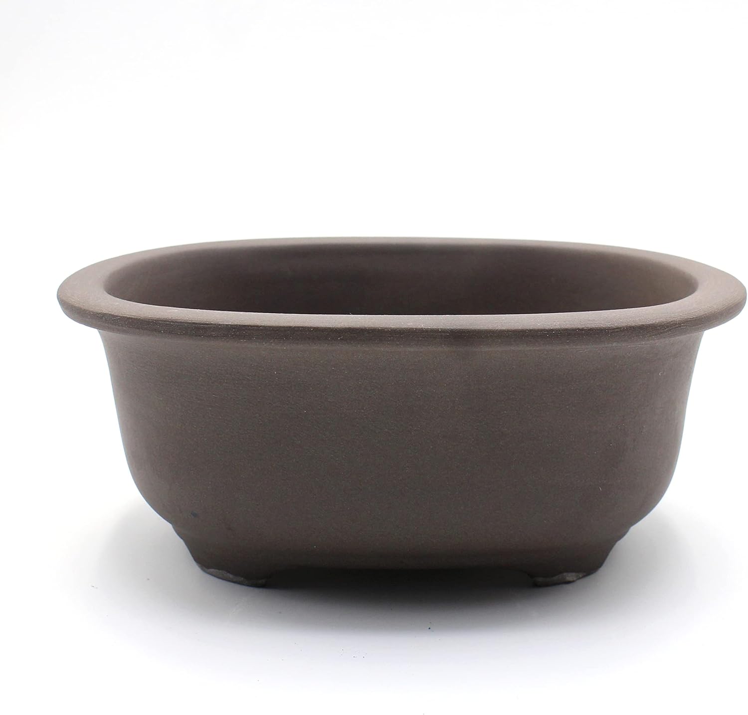Bonsai Pot Seto-Yaki de cerámica ovalada con borde (6.5 pulgadas, sin esmaltar)