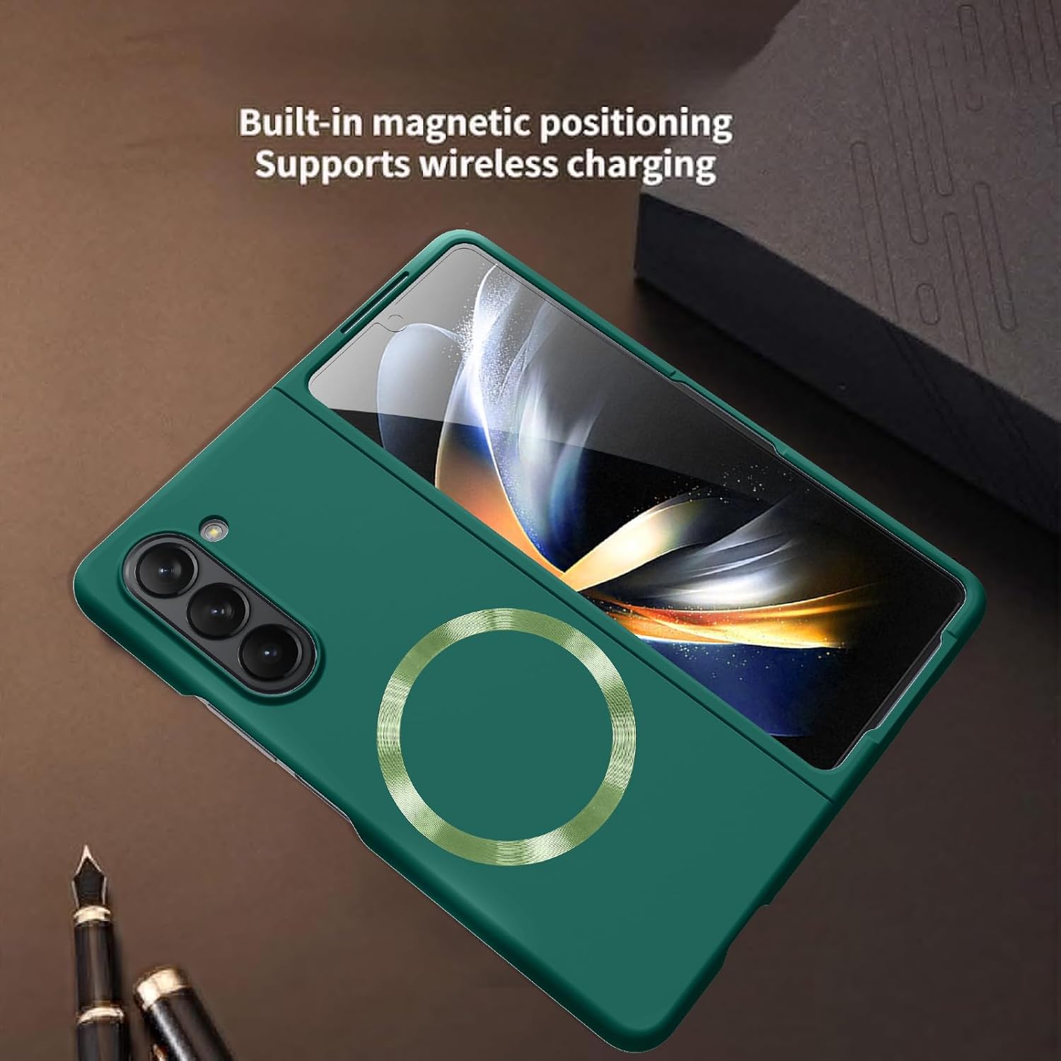 ZIYE Funda magnética para Samsung Galaxy Z Fold 5 compatible con MagSafe Funda protectora delgada de lujo a prueba de golpes para mujeres y niñas,