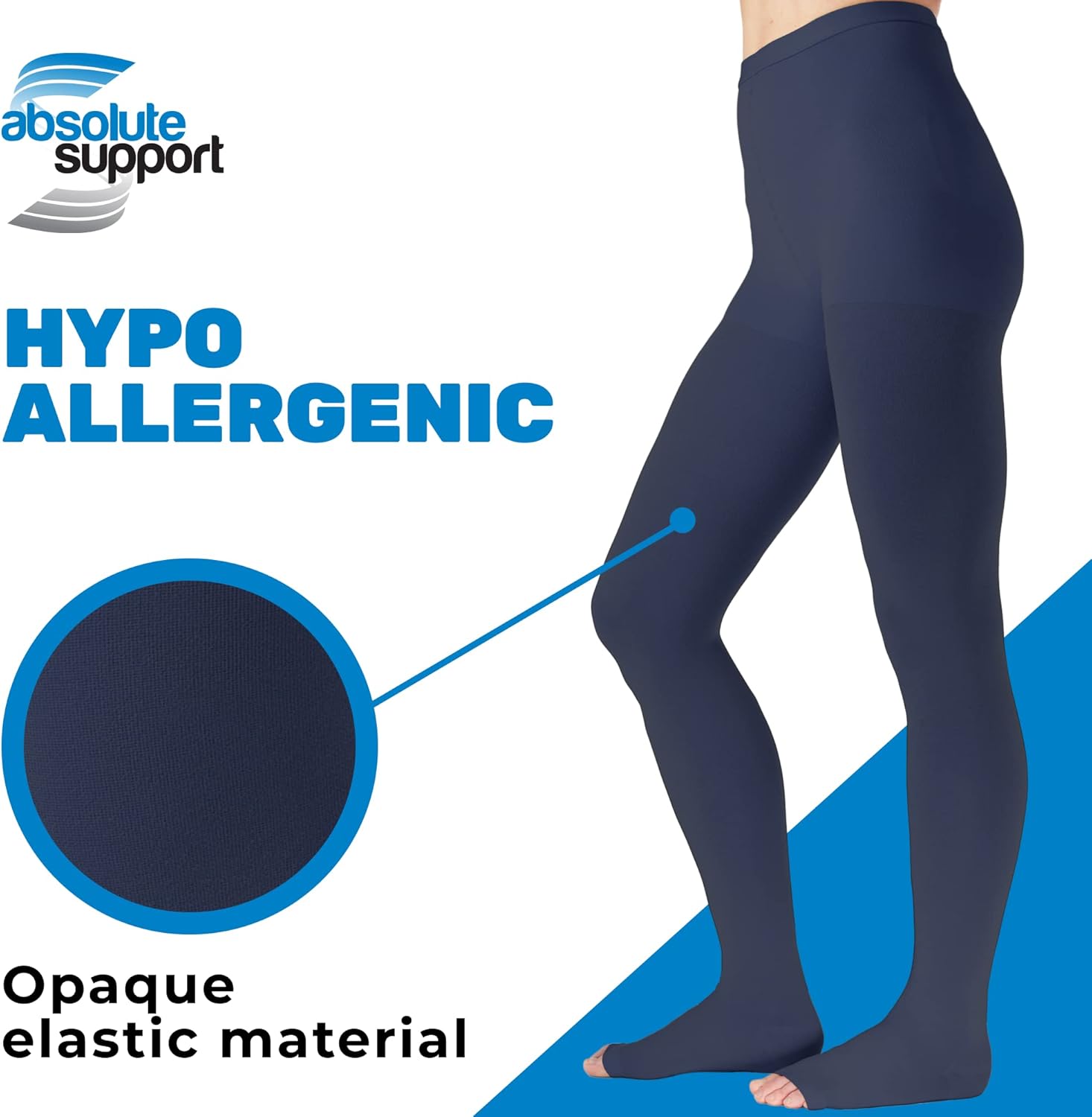 Pantimedias de compresión para mujer de 20-30 mmHg con punta abierta, mallas de compresión de cintura alta ancha para mujer, circulación de venas
