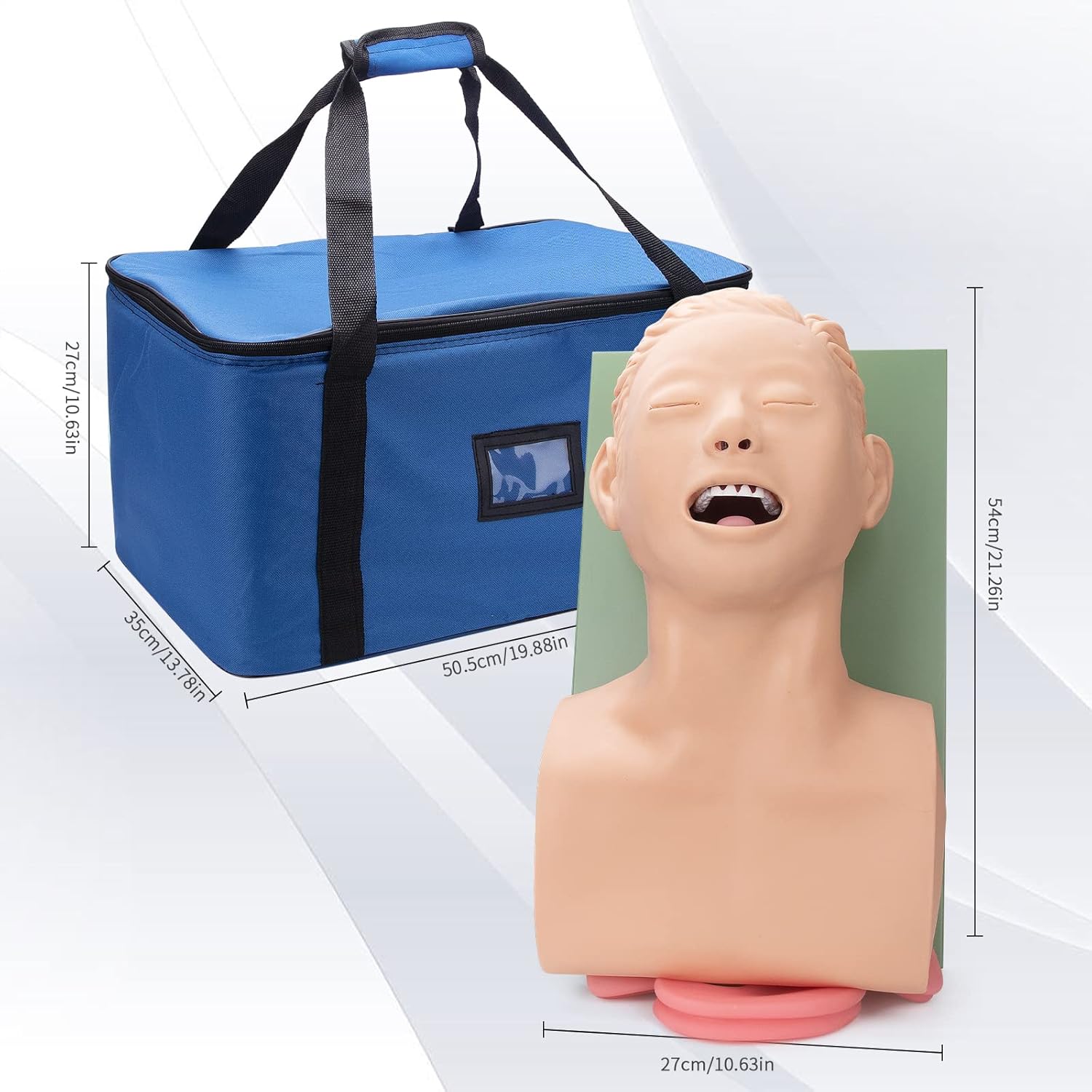 ANNWAH Maniquí de simulador de intubación traqueal Manejo de las vías respiratorias Ayuda de enseñanza con tubo endotraqueal, modelo humano de