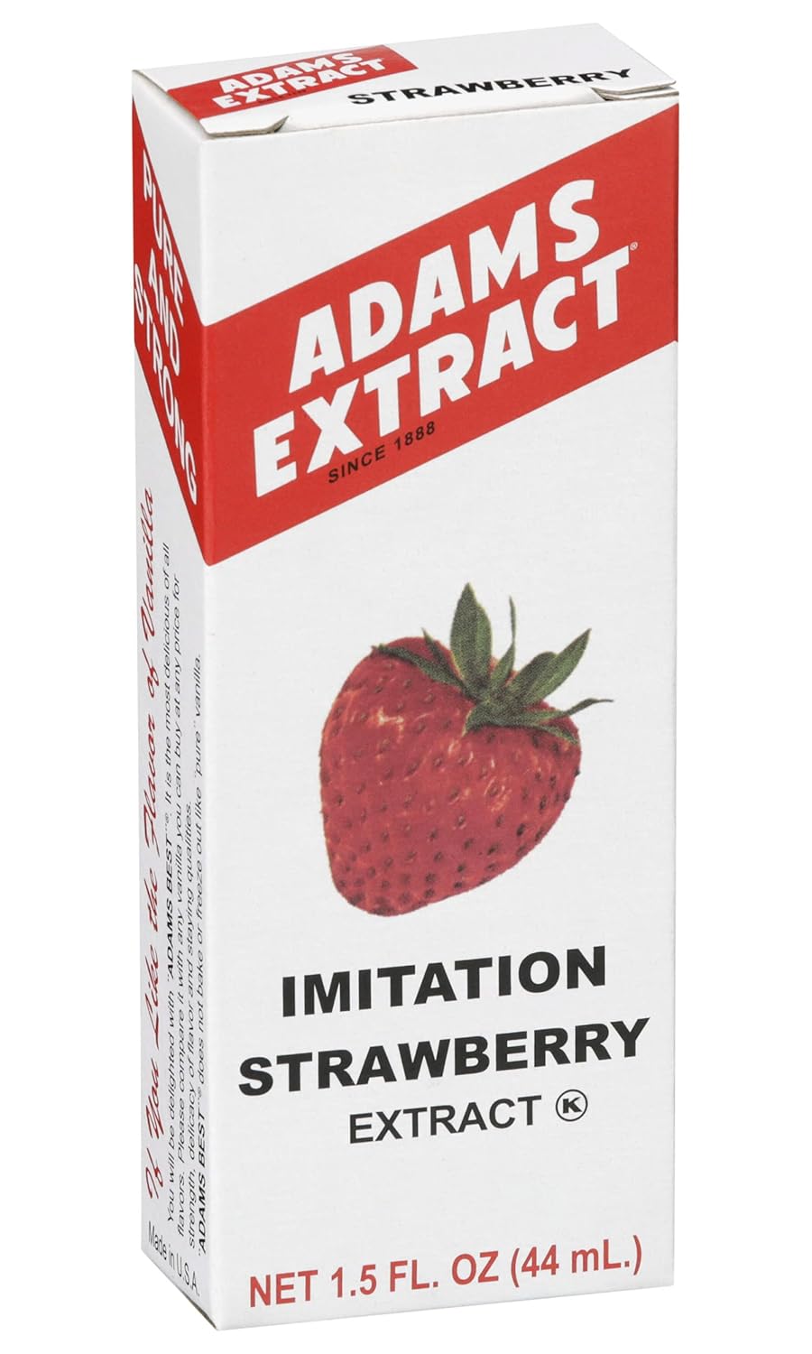 Adams Extract Extracto de fresa de imitación, extra fuerte, sin gluten, botella de vidrio de 1.5 onzas líquidas (paquete de 3)