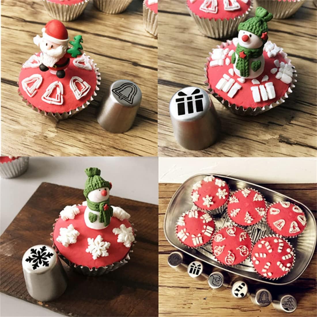 Juego de boquillas de Navidad, 15 piezas, boquillas de glaseado de flores de Navidad, boquillas de decoración de pasteles, herramientas para hornear